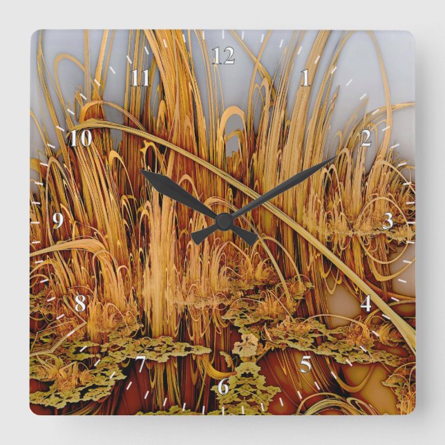 Réflexions d'or Carré Horloge murale (Recto)