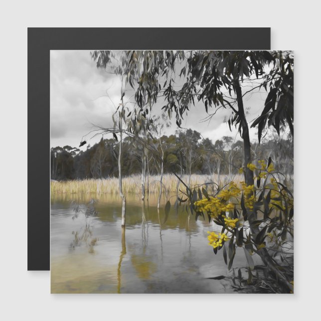 Réflexions sous le ciel gris carte magnétique (Devant / Derrière)