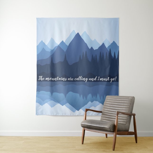Réflexions sur la montagne Design Tapisserie mural (En situation)