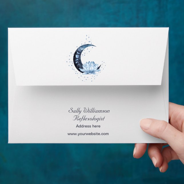 Reflexology Blue Lotus Flower Business  Envelope (Hand)