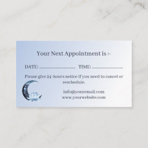 Reflexology Blue Lotus Flower Moon Appointment Card