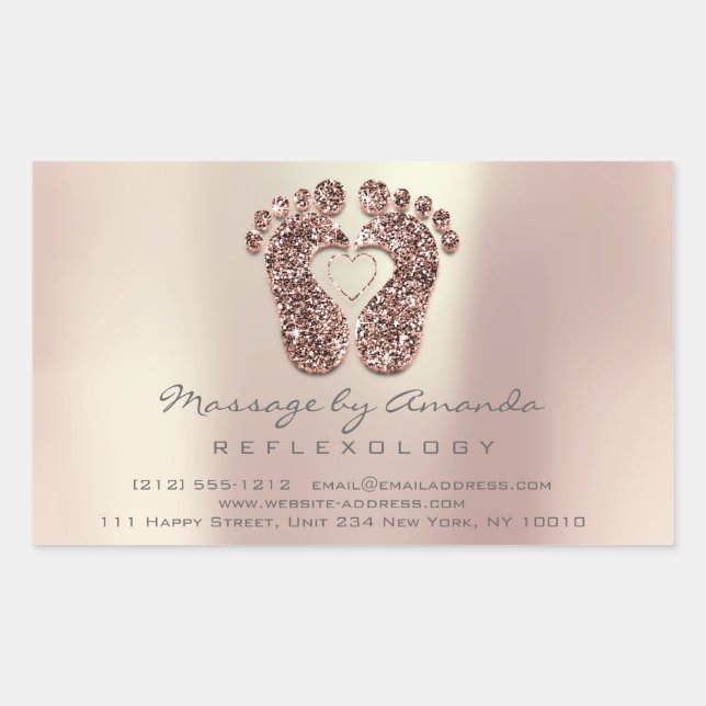 Reflexology Massage Therapy Feet Copper Rose RSVP Sticker (Front)