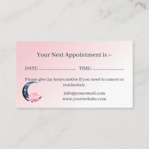Reflexology Pink Lotus Flower Moon Appointment Card