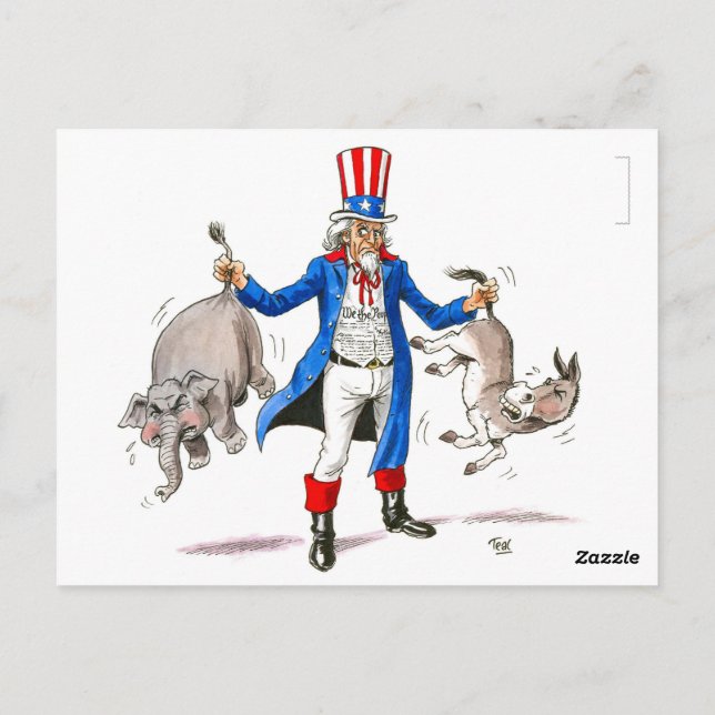 Reform Party Uncle Sam Got'em by the Tail Postcard (Back)