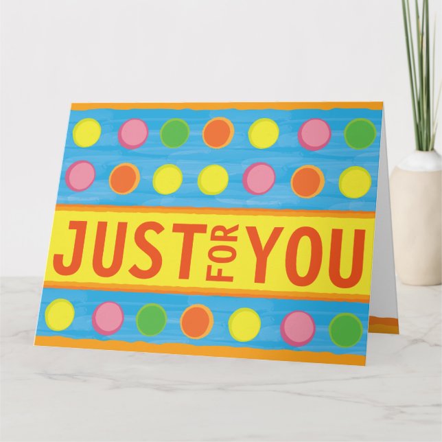 Refresh - Fruity Colourful Polka Dots on Aqua Blue Card (Front)
