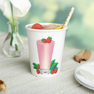 Refreshing Berry Smoothie Pink Drink  Paper Cups