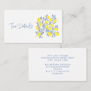 Refreshing blue and yellow lemon vines the details enclosure card