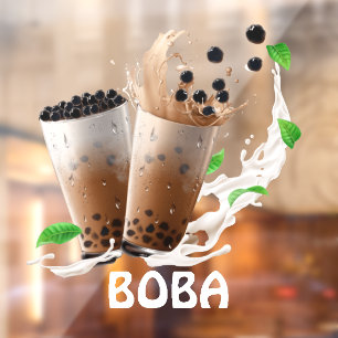 Refreshing Boba Tea Advertisement Front Window Cling
