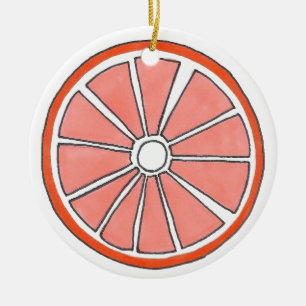 Refreshing Florida Orange Citrus Fruit Slice Ceramic Ornament