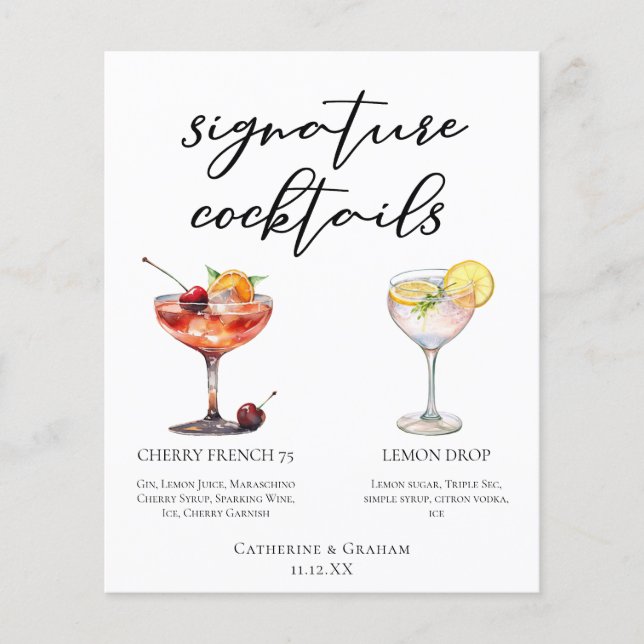 Refreshing Fruit Signature Cocktails Wedding Menu (Front)