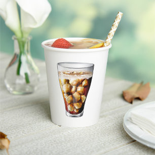 Refreshing Ice-Cold Soda Drink with Bubbles  Paper Cups