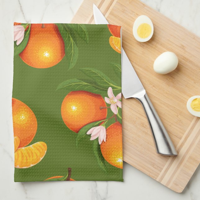 Refreshing Large Oranges Pattern Kitchen Towel (Quarter Fold)