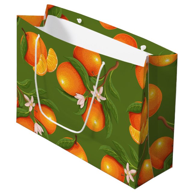 Refreshing Large Oranges Pattern Large Gift Bag (Front Angled)