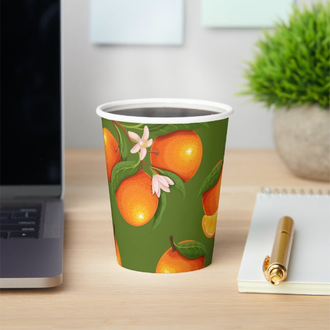 Refreshing Large Oranges Pattern Paper Cups (Insitu)