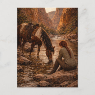 Refreshing Pause Horse Art Postcard