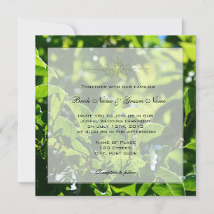 Refreshing spring, summer green leaves wedding invitation