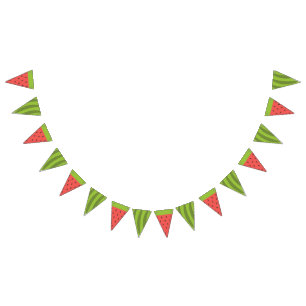 Refreshing Summer Watermelon. Bunting Flags