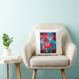 Refreshing Underwater Watermelon Slices Throw Pill Throw Pillow
