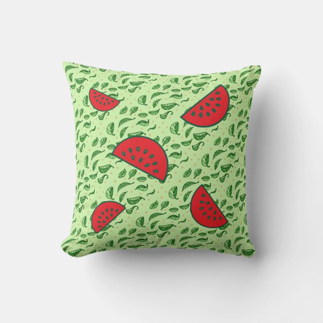 Refreshing Watermelon Leaf Throw Pillow (Front)