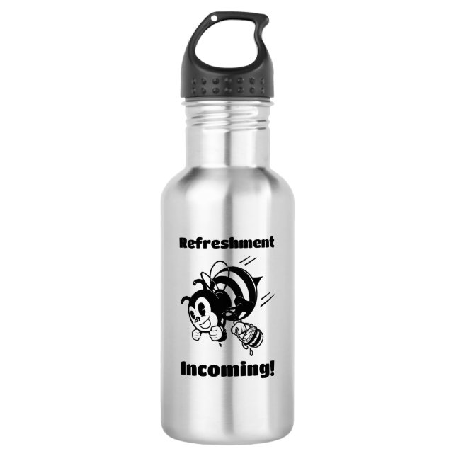 Refreshment Incoming! Funny Bee & Buckets Cartoon 532 Ml Water Bottle (Front)