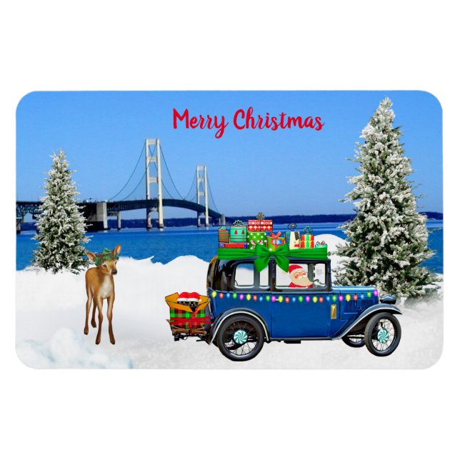 Réfrigérateur de Mackinaw City Magnet de Noël (Horizontal)