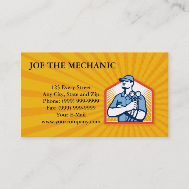Refrigeration Air Conditioning Mechanic Front Business Card (Front)