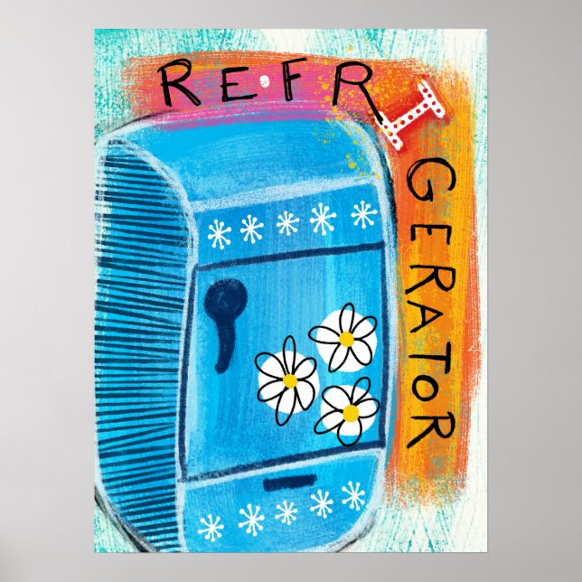 Refrigerator Fun Poster Wall Art - Cute Kitchen (Front)