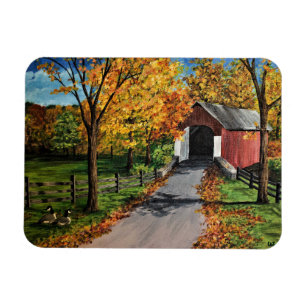 Refrigerator Magnet - Autumn at the Covered Bridge