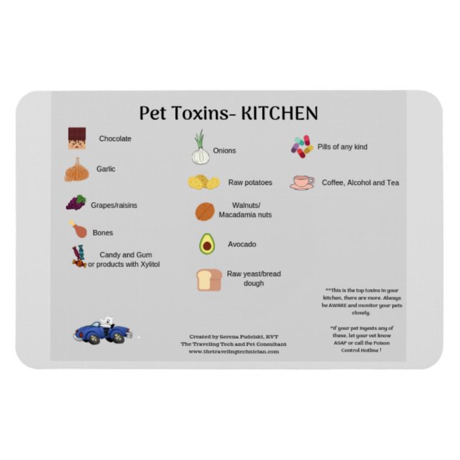 REFRIGERATOR MAGNET FOR PET SAFETY WITH FOODS (Horizontal)