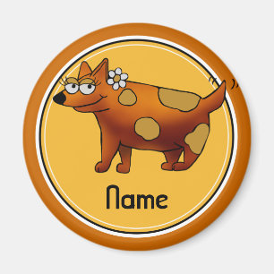 Refrigerator Magnet, Name Template, Cute Dog Magnet