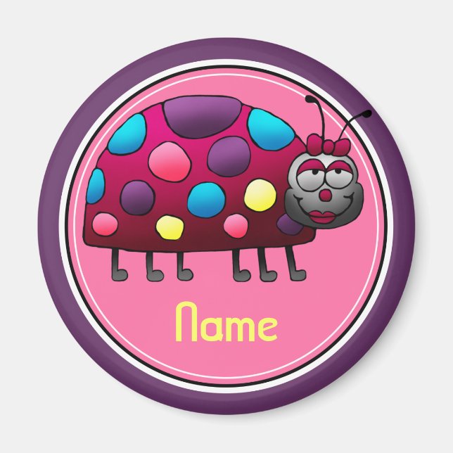 Refrigerator Magnet, Name Template, Cute Ladybug Magnet (Front)