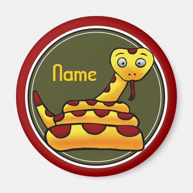 Refrigerator Magnet, Name Template, Cute Snake Magnet (Front)