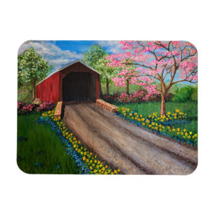 Refrigerator Magnet - Springtime at Covered Bridge