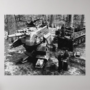 Refueling Bipedal Panzer B/W Poster