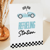 Refueling Station Blue Race Car Drink Table