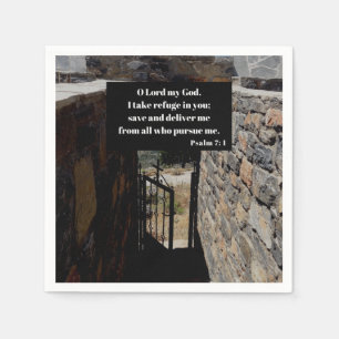 Refuge In God Psalm 7:1 Bible Verse Napkin