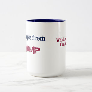 refugee from trump Two-Tone coffee mug