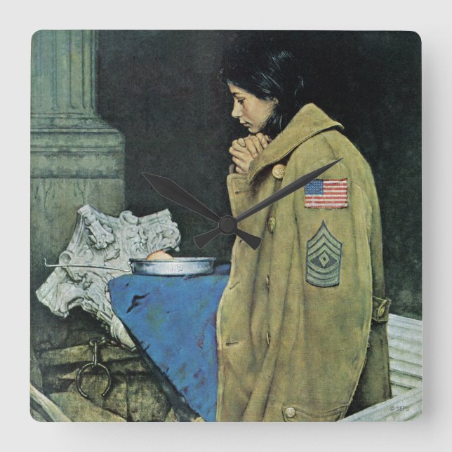 Refugee Thanksgiving Square Wall Clock (Front)