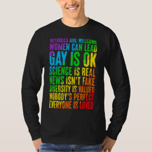 Refugees Are Welcome Women Can Lead Gay Pride Lgbt T-Shirt