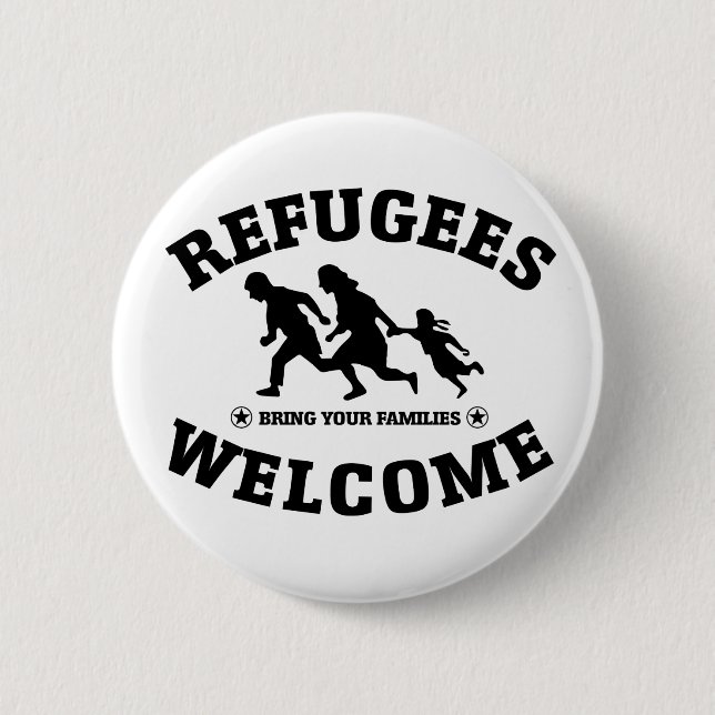 Refugees Welcome 2 Inch Round Button (Front)