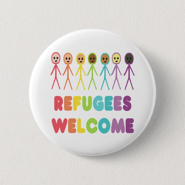 Refugees Welcome 2 Inch Round Button (Front)