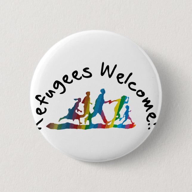 Refugees Welcome 2 Inch Round Button (Front)