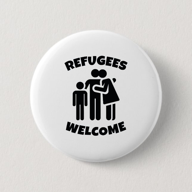 Refugees Welcome 2 Inch Round Button (Front)