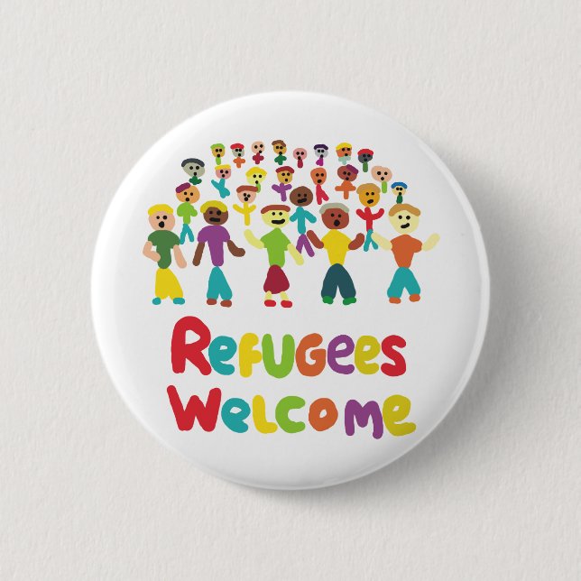 Refugees Welcome 2 Inch Round Button (Front)