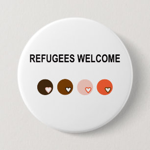 Refugees welcome 3 inch round button