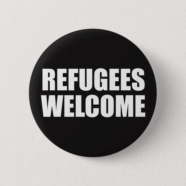 Refugees Welcome badge pin button (Front)