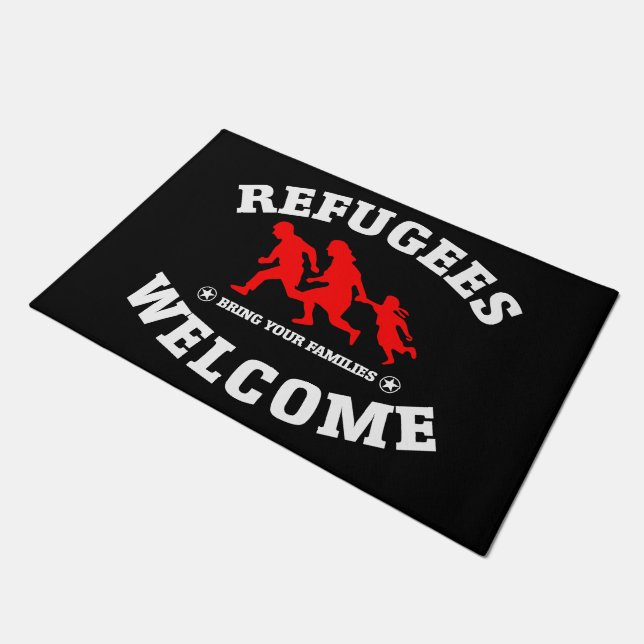 Refugees Welcome Bring Your Families Doormat (Angled)