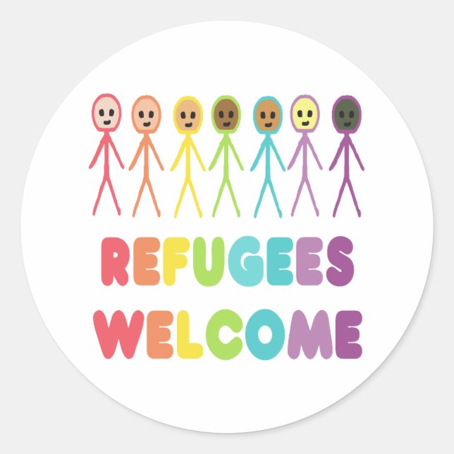 Refugees Welcome Classic Round Sticker (Front)