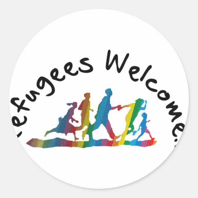 Refugees Welcome Classic Round Sticker (Front)