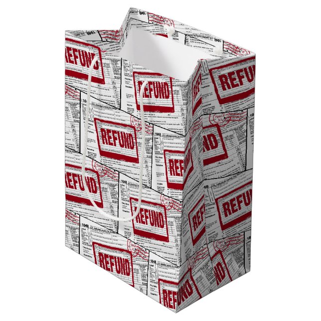 Refund Stamp On 1040 IRS Form Medium Gift Bag (Front Angled)